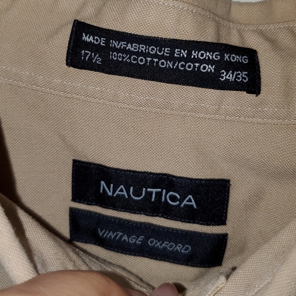 5 for $20 | Nautica Olive and Beige Button Down Shirts Bundle (2pc) - Picture 9 of 14